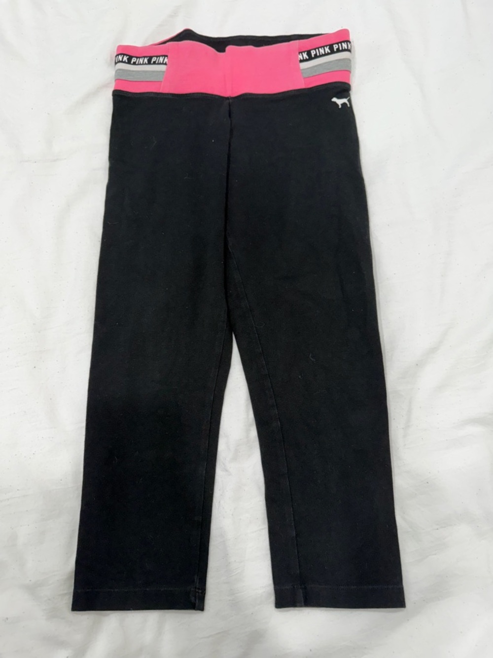 Victoria's Secret PINK Black Leggings with Hot Pink Waistband